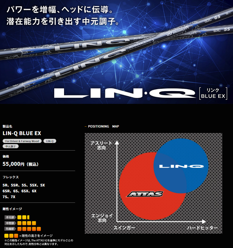 USTマミヤ LIN-Q BLUE EX シャフト単品 1本 MAMIYA LINQ LIN・Q