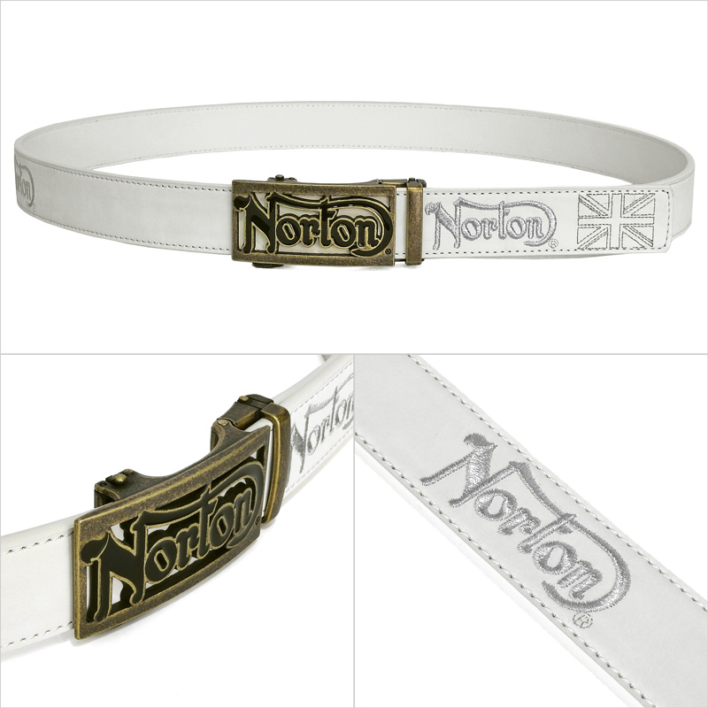 ノートン メンズ ホールレス ベルト ラメ刺繍 242N8102 合成皮革