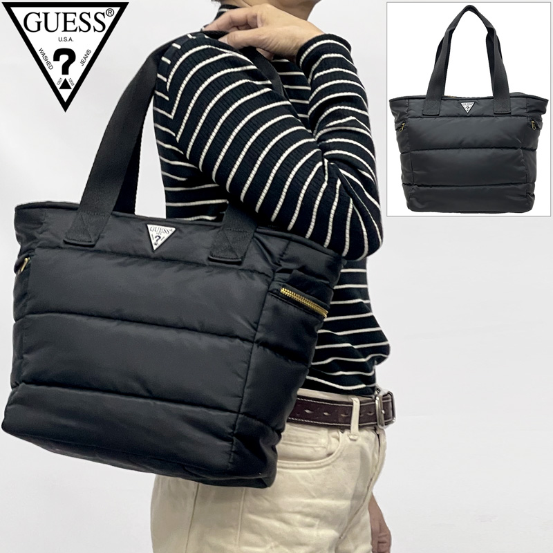 GUESS パファー ミドル トートバッグ ブラック 54398 ゲス USA