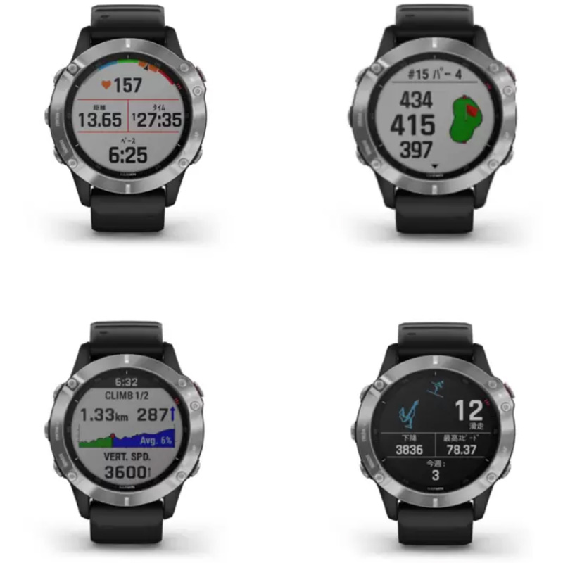 GARMIN ガーミン スマートウォッチ Fenix 6 ブラック マルチスポーツ対応 GPS ウォッチ 010-02158-33 Black  Multi Sports GPS Watch 距離計 フェニックス6