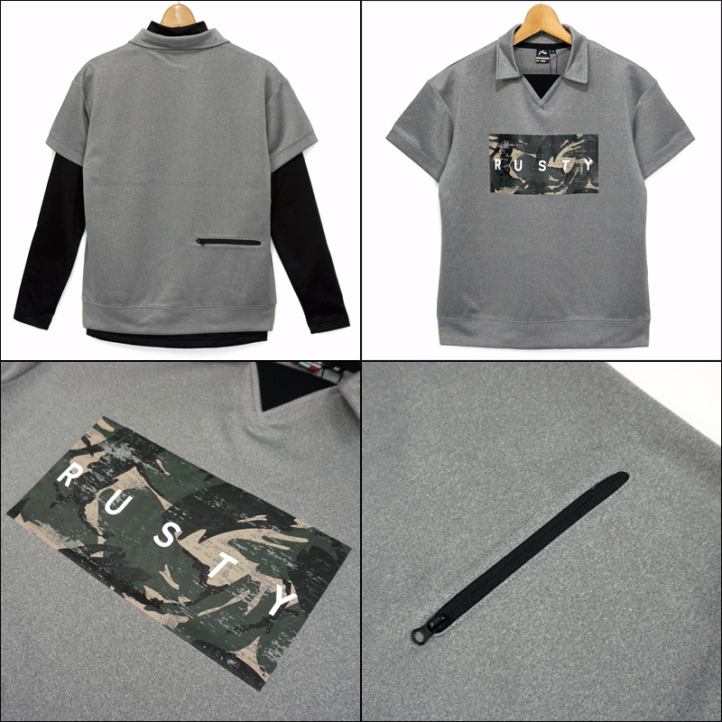 ラスティ ゴルフ メンズ 半袖 ポロシャツ ＋ 裏起毛 ハイネック 長袖シャツ ストレッチ 保温 720453 RUSTY GOLF 春秋冬 【新品】PCBR トップス 半そで インナー RUSTY GOLF ラスティ ゴルフ メンズ 半袖 ポロシャツ ＋ 裏起毛