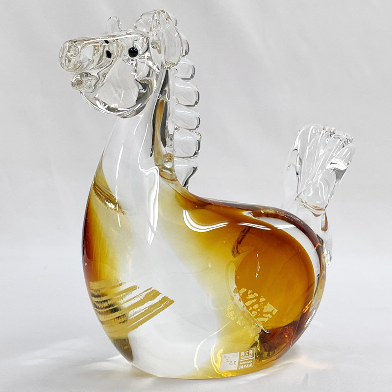 博多びーどろ 粋工房 令和八年 干支 午(うま) ガラス製 置物 SE-074 約