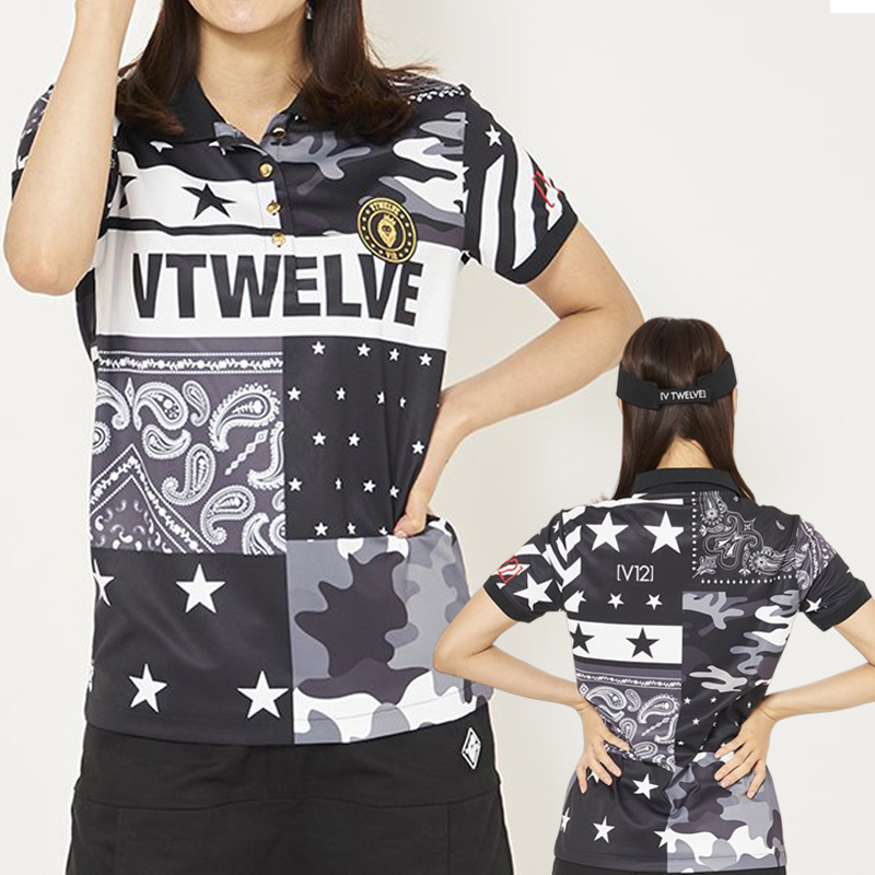 V12（ヴィ・トゥエルヴ） ゴルフ レディース 半袖 ポロシャツ CRAZY