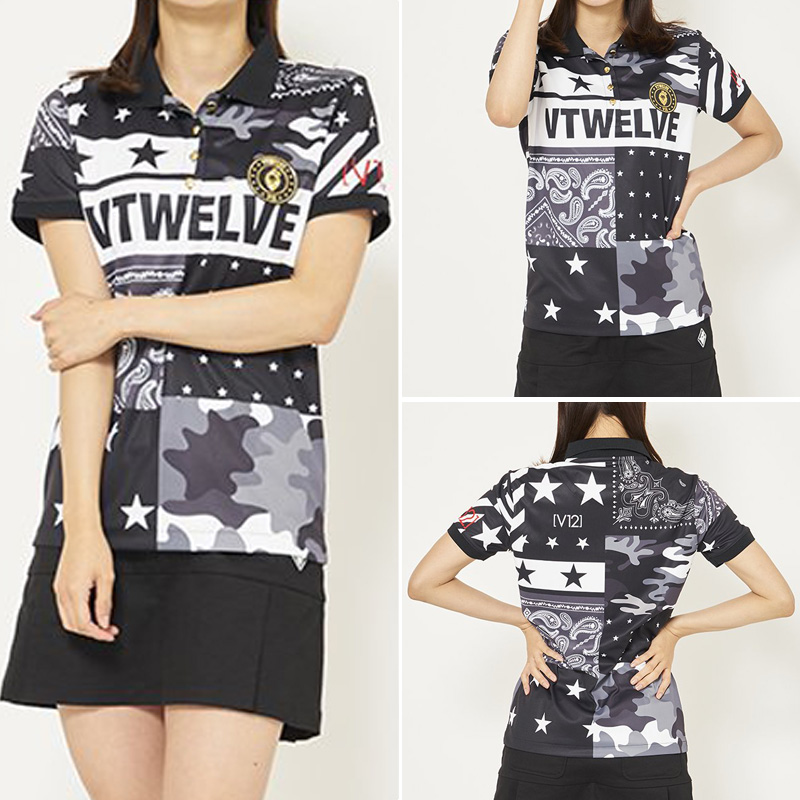 V12（ヴィ・トゥエルヴ） ゴルフ レディース 半袖 ポロシャツ CRAZY
