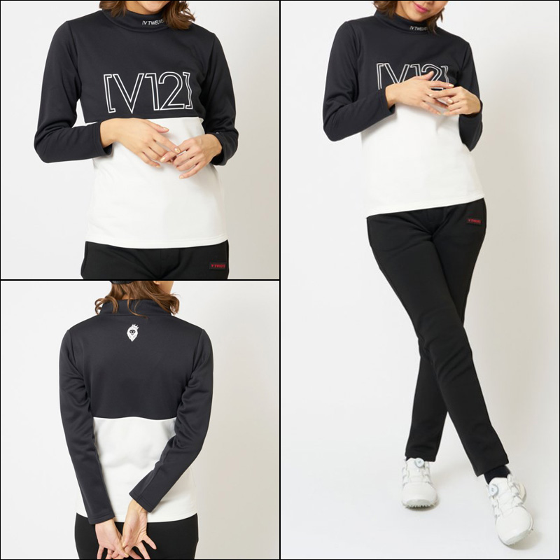 V12（ヴィ・トゥエルヴ） ゴルフ レディース 長袖 モックネック シャツ