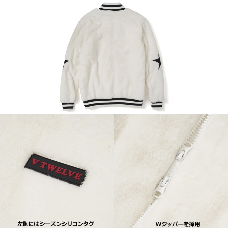 V12 ブイトゥエルブ ゴルフ ONE STAR FUR JKT ワンスター ボア ブルゾン V122120-JK05 0 ホワイト V12 ゴルフ レディース ファー ジャケット ONE STAR FUR JKT