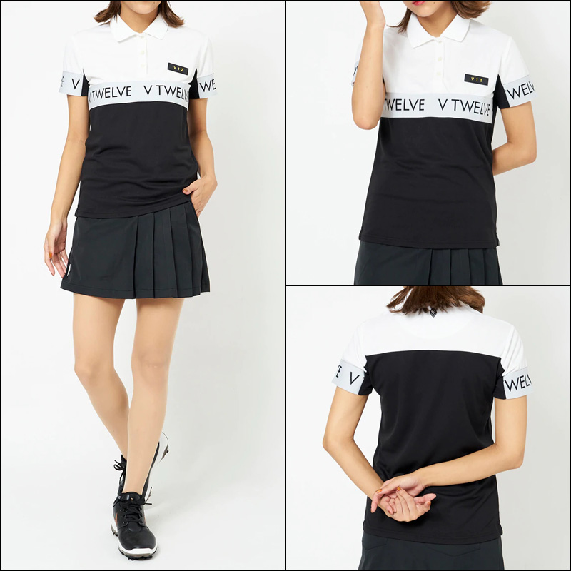 V12 ゴルフ レディース 半袖 ポロシャツ CENTER LIB POLO