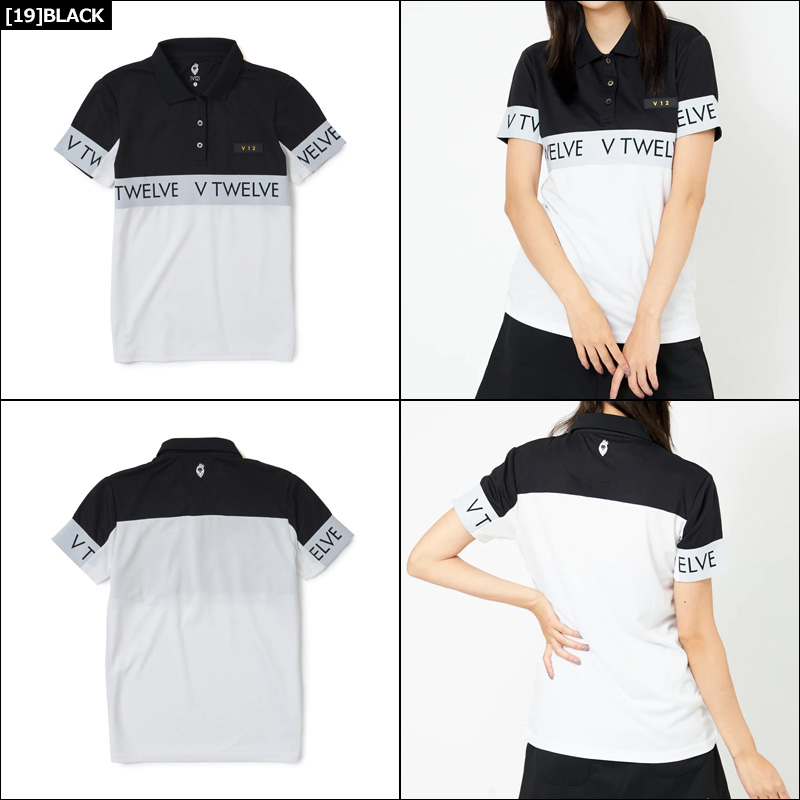 V12 ゴルフ レディース 半袖 ポロシャツ CENTER LIB POLO