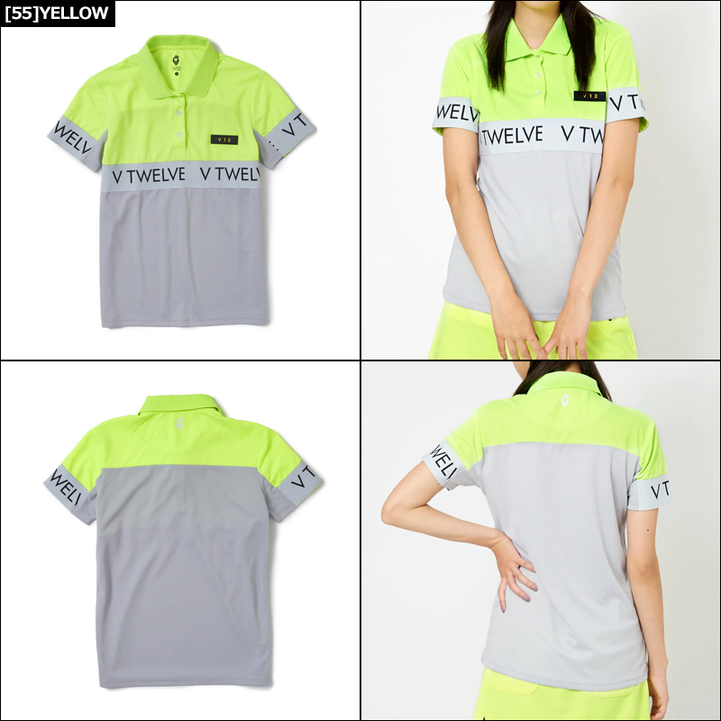 V12 ゴルフ レディース 半袖 ポロシャツ CENTER LIB POLO