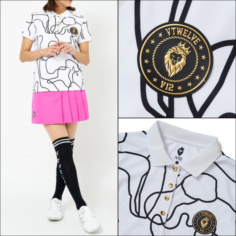 V12（ヴィ・トゥエルヴ） ゴルフ レディース 半袖 ポロシャツ O/L CAMO
