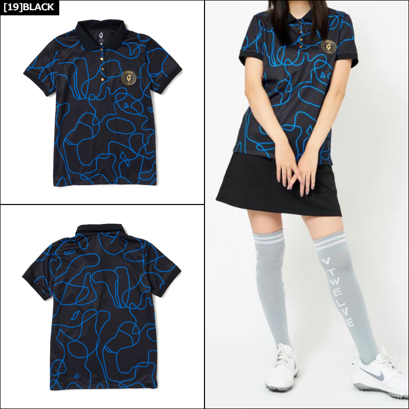 V12（ヴィ・トゥエルヴ） ゴルフ レディース 半袖 ポロシャツ O/L CAMO