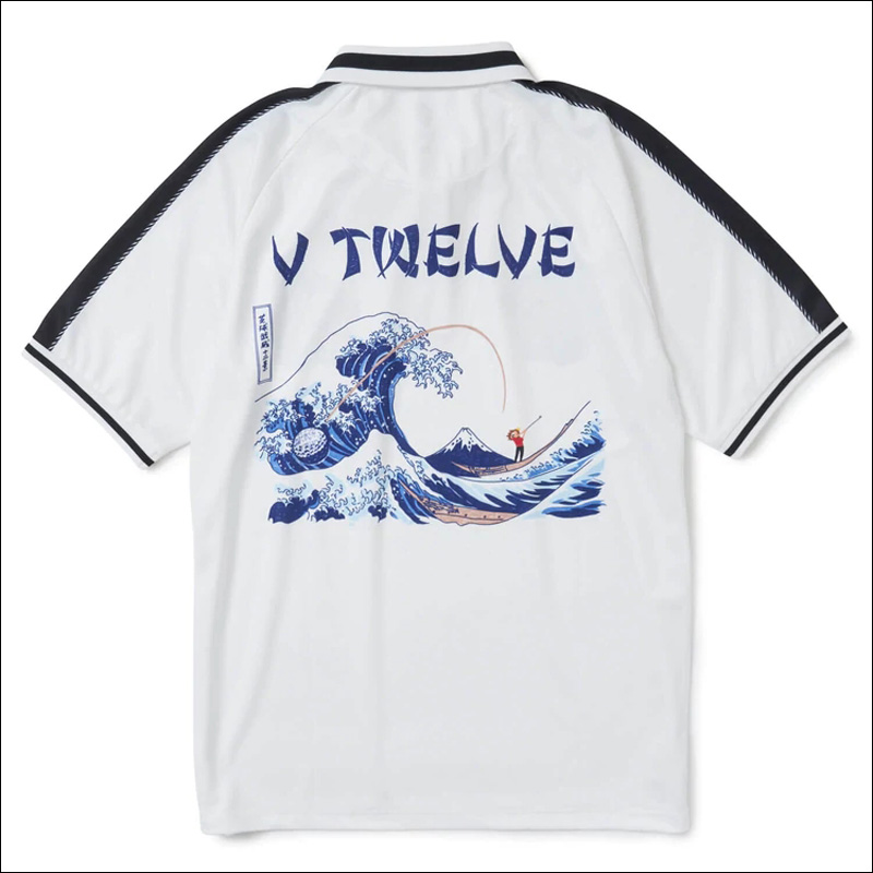美品 V12 V TWELVE ヴィトゥエルヴ 半袖 ポロシャツ ロゴ ホワイト V12 コラボウエア レディス ポロシャツ BS LIB POLO(S WH