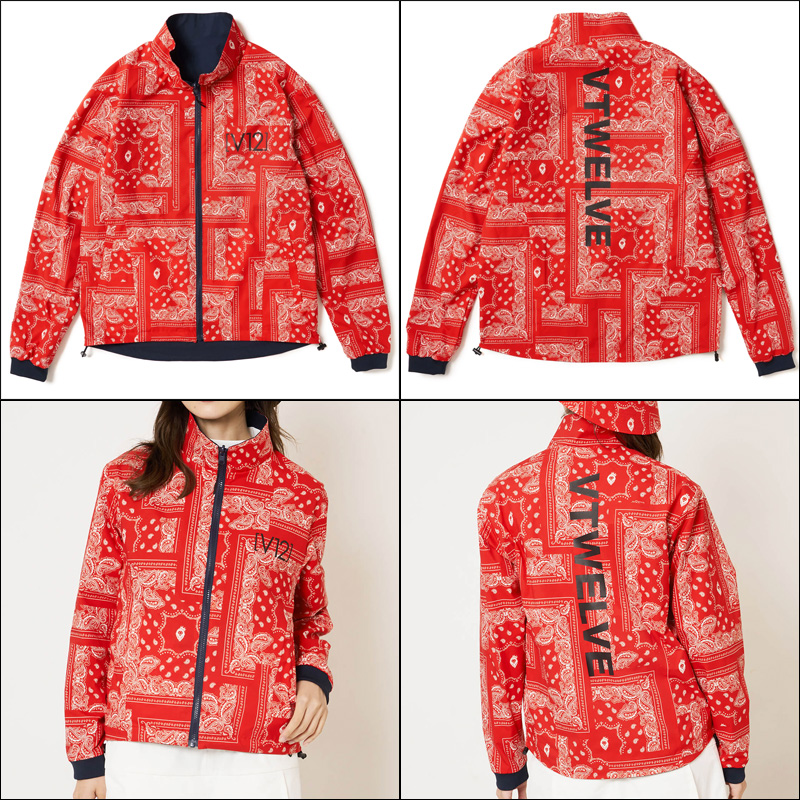 クーポン有 V12 ゴルフ レディース リバーシブル 長袖 ジャケット REVERSIBLE BANDANA JKT V122221-JK14  ヴィ・トゥエルヴ 2WF2 アウター V12GOLF NOV1