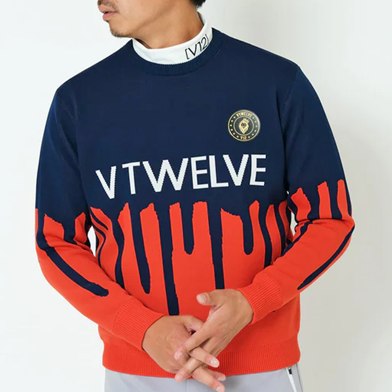 v12 ゴルフウェア V12（ヴィ・トゥエルヴ） ゴルフ メンズ 長袖 クルーネック ニット