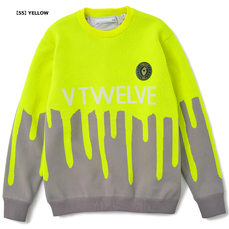 V12 ゴルフ メンズ 長袖 クルーネック ニット 防風 保温 MELT KNIT 