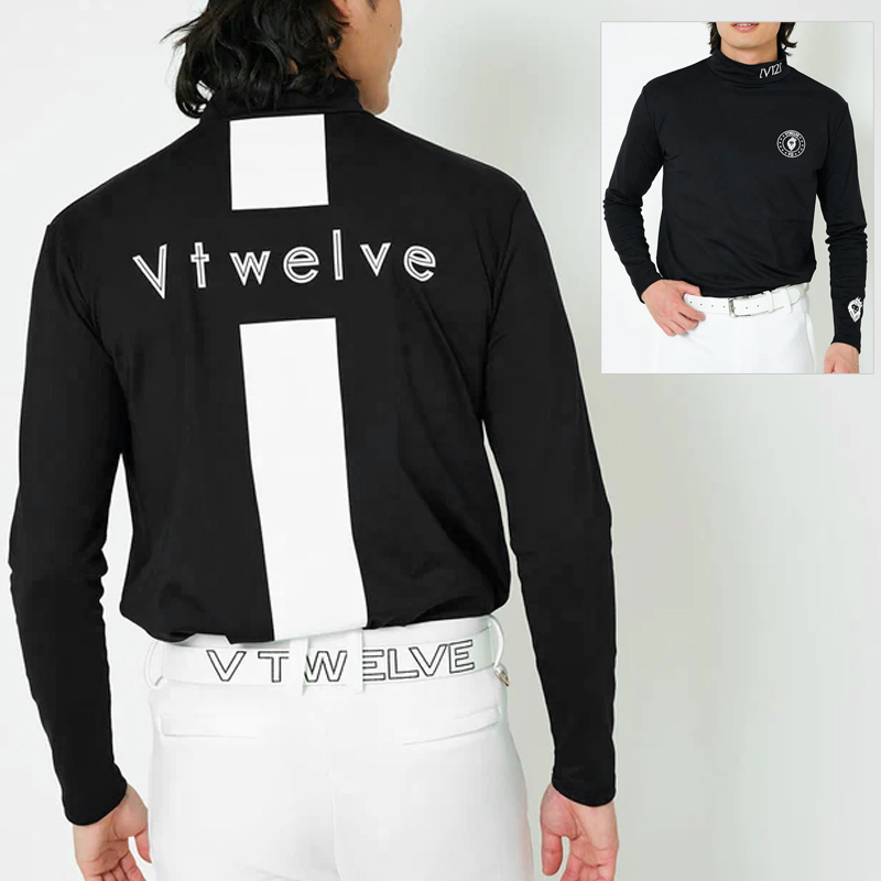 V12（ヴィ・トゥエルヴ） ゴルフ メンズ モックネック 長袖 シャツ 裏