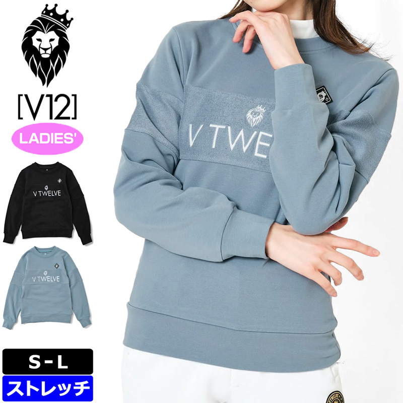 V12 クーポン有 ゴルフ レディース 長袖スウェット B SIDE CREW