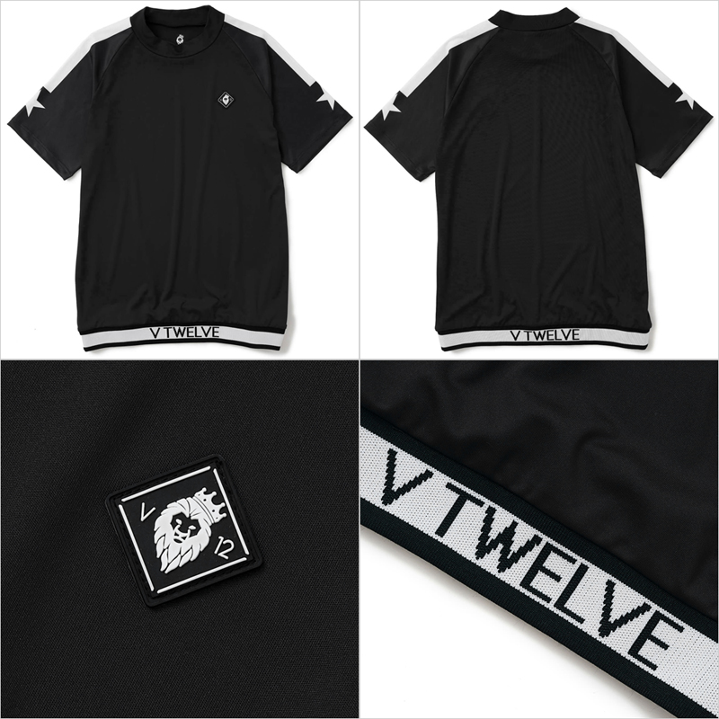 V12 ゴルフ メンズ 半袖 ハーフジップ モックネック シャツ ZIP