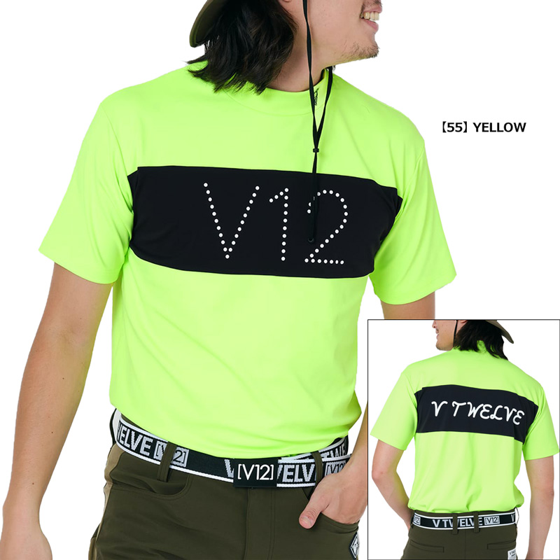 V12（ヴィ・トゥエルヴ） ゴルフ メンズ 吸水速乾 半袖 モックネック