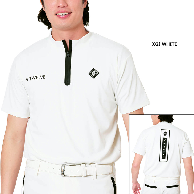 V12 ゴルフ メンズ 半袖 ハーフジップ モックネック シャツ ZIP