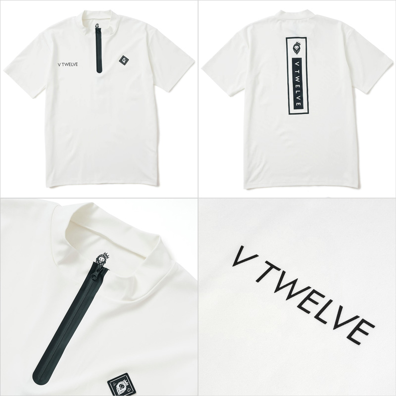 V12 ゴルフ メンズ 半袖 ハーフジップ モックネック シャツ ZIP