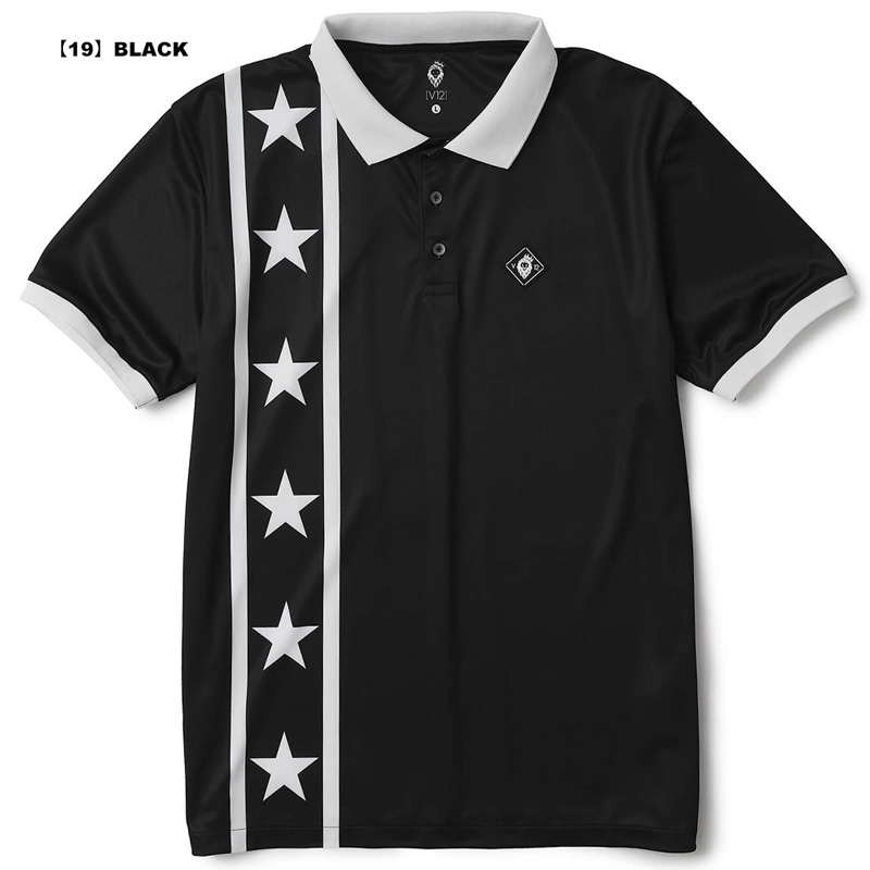 V12 ゴルフ ポロシャツ スター星 黒 灰色 XL 【公式通販】