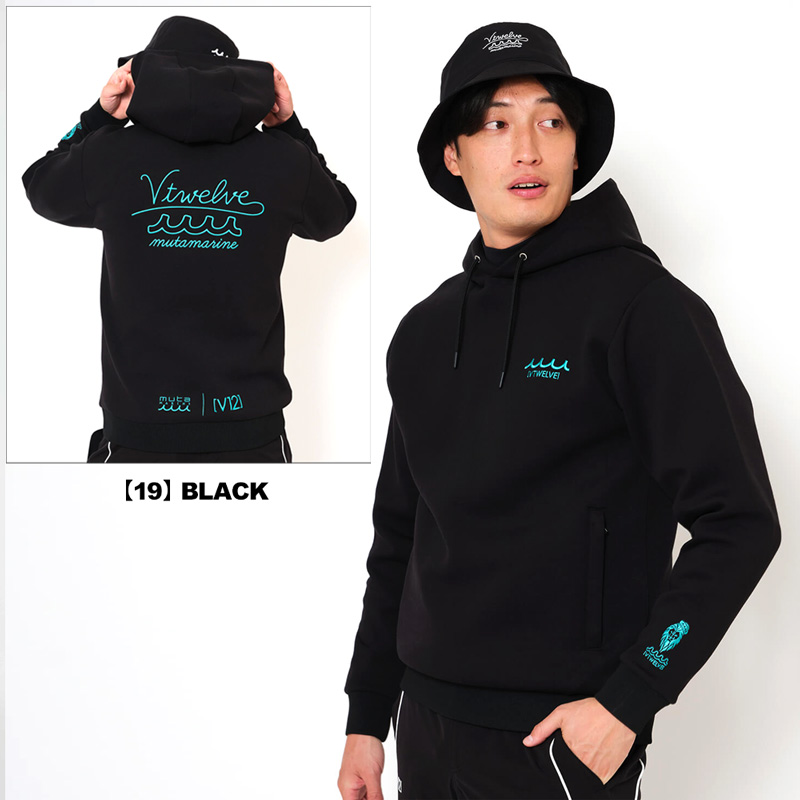 V12 VTWELVE ヴィトゥエルブ ジップアップパーカー 黒 XL V12（ヴィ・トゥエルヴ） ゴルフ × muta MARINE コラボ 2025 メンズ