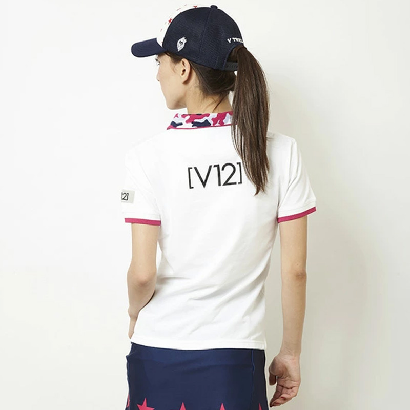 V12 ゴルフウェア レディース 半袖 ポロシャツ V121810-CT06 02/WHITE
