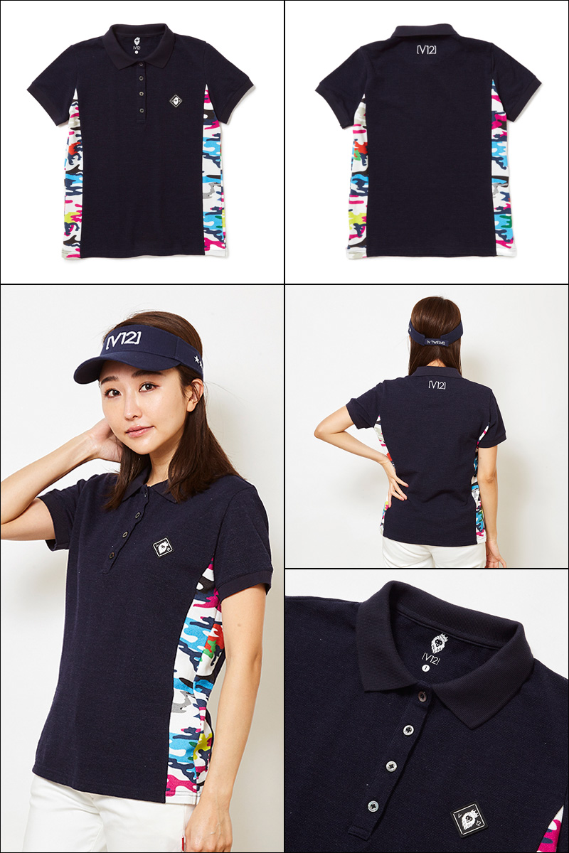 V12 ゴルフ ヴィ・トゥエルヴ レディース SIDE CAMO POLO 半袖