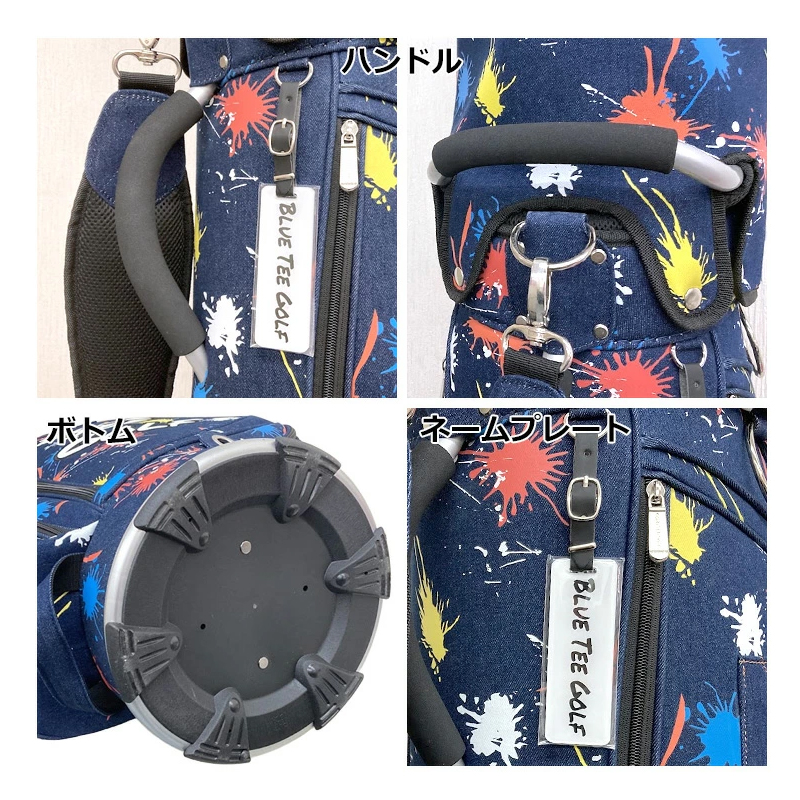 BLUE TEE GOLF デニムキャディバッグ フード・ヘッドカバー付き BLUE TEE GOLF（ブルーティーゴルフ） 9型 デニムペイント キャディ