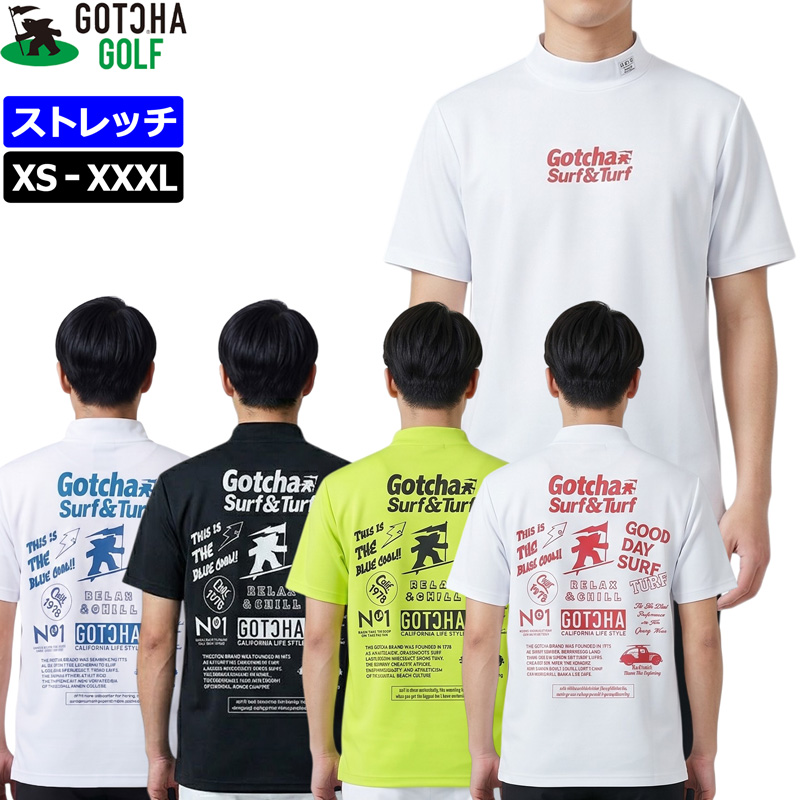 GOTCHA GOLF ガッチャゴルフ　モックネック半袖シャツブラック白　M2枚 GOTCHA GOLF ガッチャゴルフ モックネック 半袖シャツ ストレッチ 吸水
