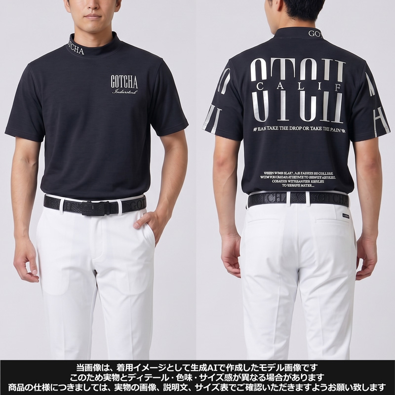 GOTCHA GOLF ガッチャゴルフ　モックネック半袖シャツブラック白　M2枚 GOTCHA GOLF ガッチャゴルフ 2026 モックネック半袖シャツ マルチ
