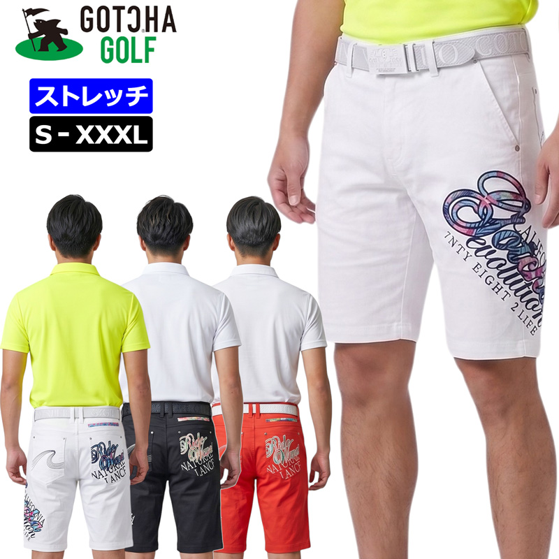 PGG ゴルフ ハーフパンツ ショートパンツ 速乾 ストレッチ サイズ3 GOTCHA GOLF ガッチャゴルフ 2026 メンズ ボタニカルロゴ ショート