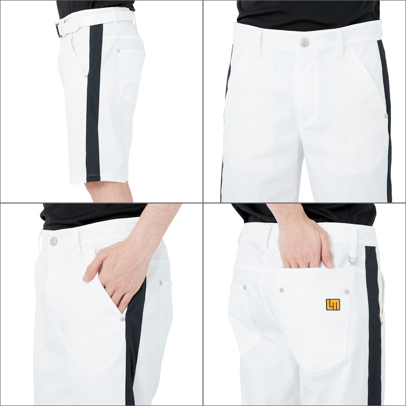 ラウドマウス メンズ ショートパンツ サイド切替 ストレッチ UVカット White ホワイト 762305(999) 日本規格 2SS2  Loudmouth ゴルフウェア JUN1