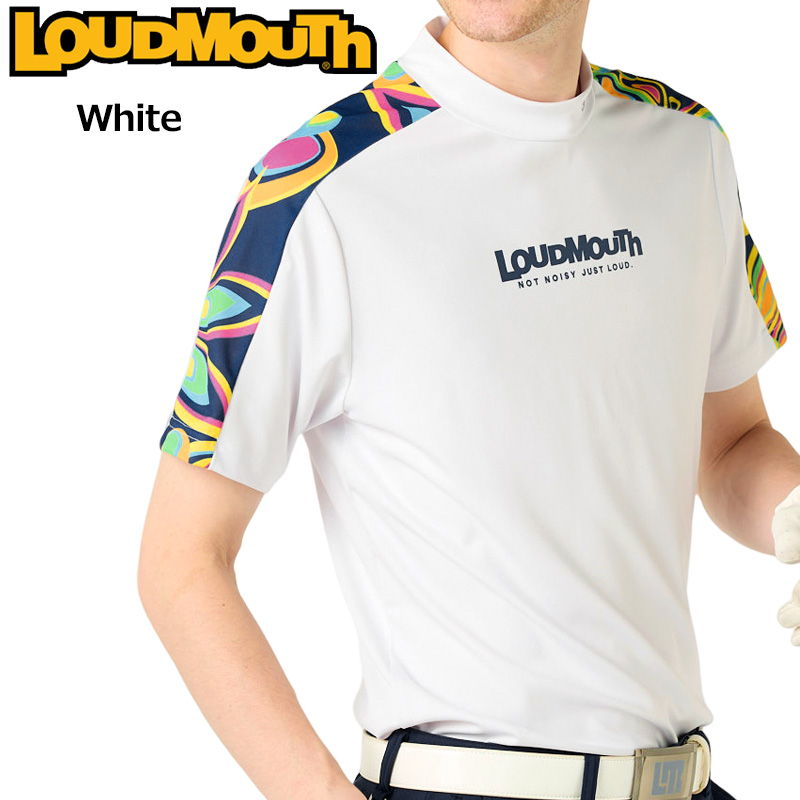 ラウドマウス メンズ ドライ モックネック 半袖シャツ ホワイト 763604(999) メール便発送 日本規格 3SS2 モックシャツ ゴルフウェア  Loudmouth MAY2