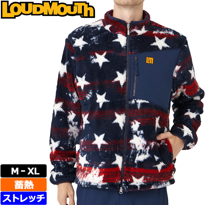 ラウドマウス メンズ  ボアフリース ジャケット ネイビー 蓄熱 ストレッチ 防寒 寒さ対策 772202(997) 日本規格【新品】RCBR Loudmouth アウター ブルゾン ゴルフウェア LOUDMOUTH（ラウドマウスゴルフ） ラウドマウス メンズ ボアフリース