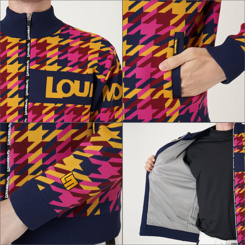 【未使用】ラウドマウス メンズ 裏蓄熱 ニット フルジップ 長袖 ジャケット M LOUDMOUTH（ラウドマウスゴルフ） ラウドマウス メンズ 裏蓄熱 ニット