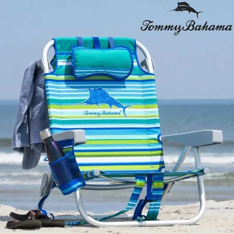 トミーバハマ ビーチチェア 白/青　2脚セット Tommy Bahama（トミー バハマ） ビーチチェア ブルーストライプ 5段階