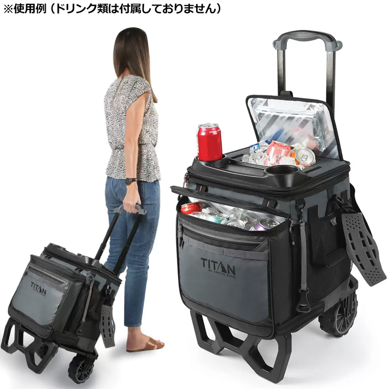 美品キャディバッグ キャスター付き保冷　防水大収納航空移動対応ネイビー 値下げ TITAN クーラーバッグ キャスター付 60缶用 タイタン 60-Can Rolling