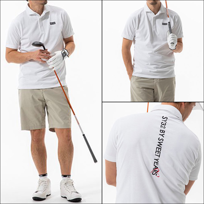 SY32 by SWEET YEARS GOLFメンズ 半袖ポロ　ベージュ SY32 by SWEET YEARS（エスワイサーティトゥバイスィートイヤーズ