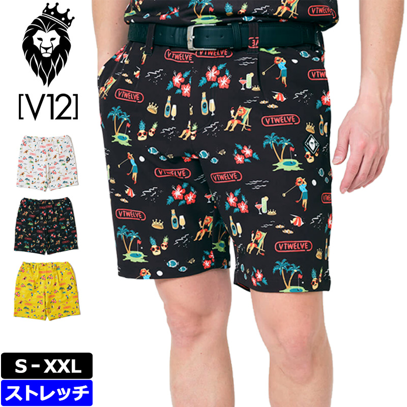 新品正規品L【V12×LEON】RESO SHORTS ショートパンツ コラボ V12（ヴィ・トゥエルヴ） ゴルフ × LEONコラボ メンズ ショートパンツ