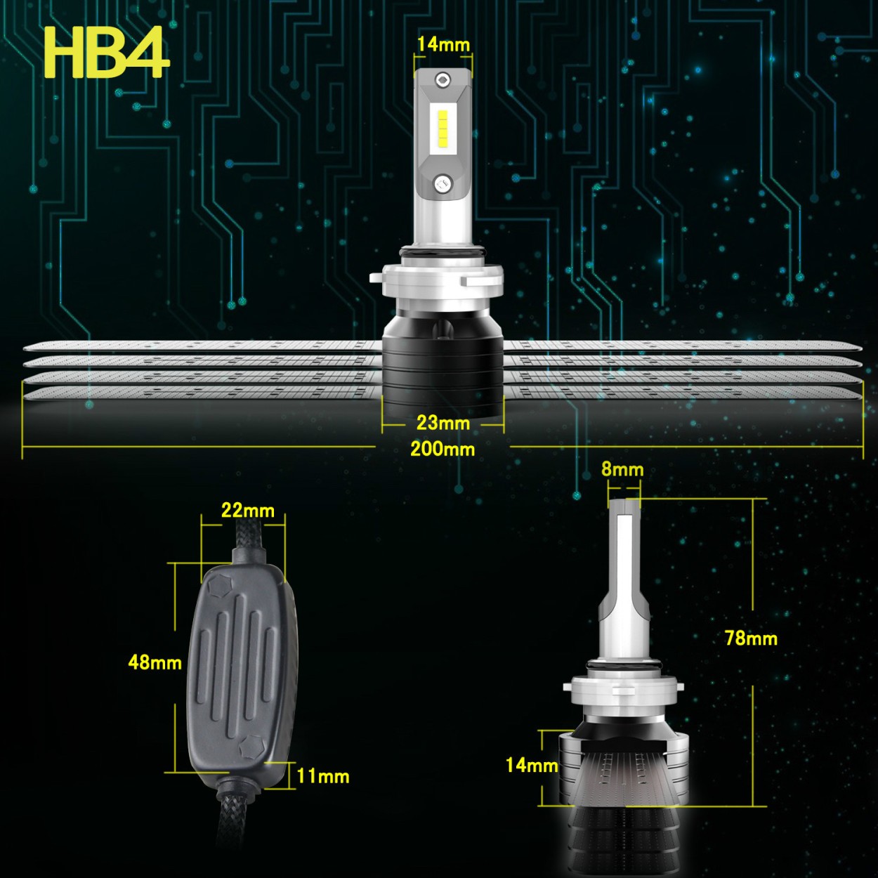 LEDヘッドライト H4 Hi/Lo H7 H1 H8/H11/H16 HB3 HB4 フォグランプ LED 8000lm 6500K DC9~32V 12V/24V兼用 光軸調整可能 車検対応 2個セット 1年保証｜thnlight｜03