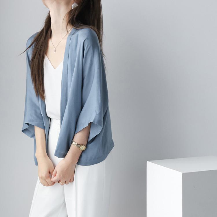 uvカットカーディガン レディース 春夏 薄手 レションカーディガン 白 ショット丈シャツ 七分袖ガウン 紫外線カット シースルー 冷房対策 | ブランド登録なし | 03