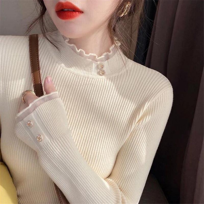 2点購入で10%OFF! Tシャツ レディース 長袖 春インナー ニットセーター 秋服 レース 春 秋 冬 カジュアル 秋コーデ レイヤード通勤 | ブランド登録なし | 03