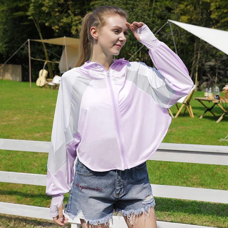ラッシュガード uvカット レディース 日焼け防止服 薄手 パーカー UVマント 2色合わせ 冷感 ゆったり 紫外線対策 髪出ホール 速乾 アウトドア | ブランド登録なし | 01