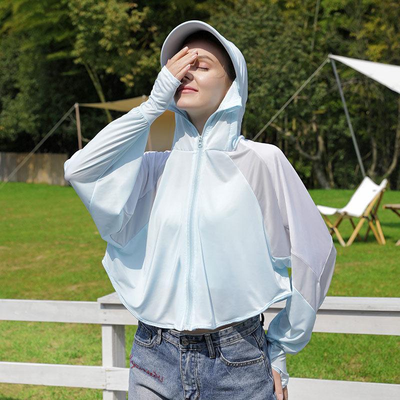 ラッシュガード uvカット レディース 日焼け防止服 薄手 パーカー UVマント 2色合わせ 冷感 ゆったり 紫外線対策 髪出ホール 速乾 アウトドア | ブランド登録なし | 04