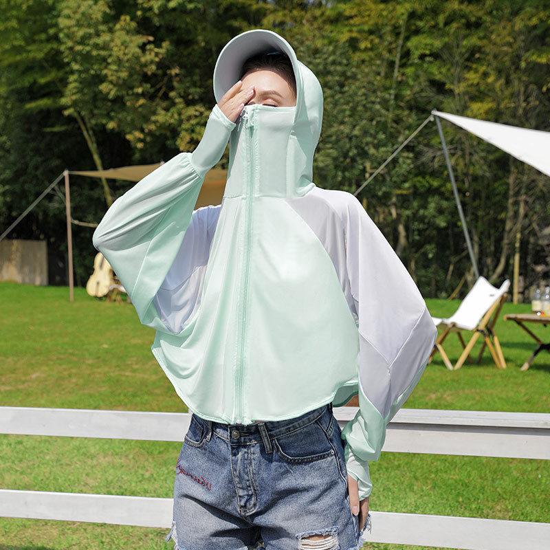 ラッシュガード uvカット レディース 日焼け防止服 薄手 パーカー UVマント 2色合わせ 冷感 ゆったり 紫外線対策 髪出ホール 速乾 アウトドア | ブランド登録なし | 06