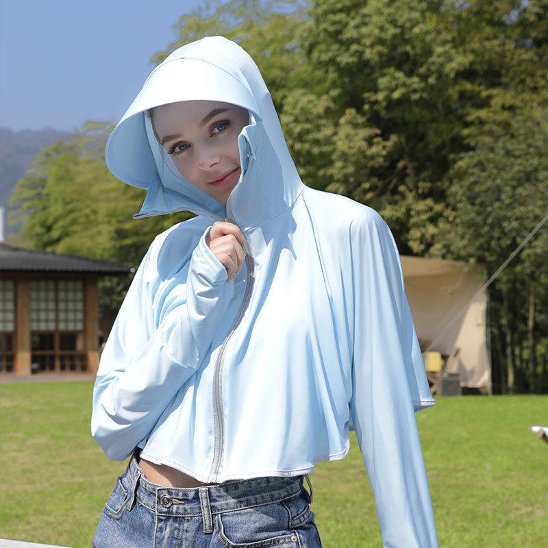 ラッシュガード uvカット レディース 日焼け防止服 薄手 パーカー UVマント 2色合わせ 冷感 ゆったり 紫外線対策 髪出ホール 速乾 アウトドア | ブランド登録なし | 07