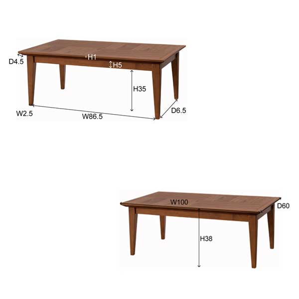 こたつテーブル 長方形 100×60cm サイズ おしゃれ シンプル すこし個性的なコタツ｜three-links｜02