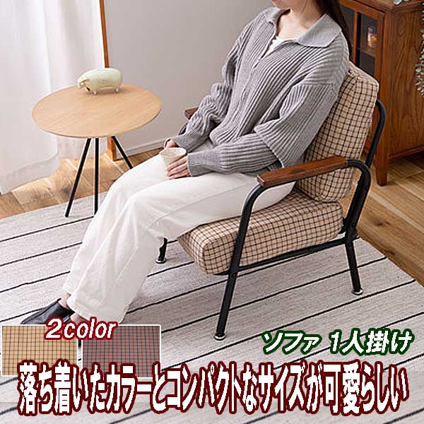 IDEE 1人掛けのソファー 格子柄のチェックカラー az-1001025.jpg